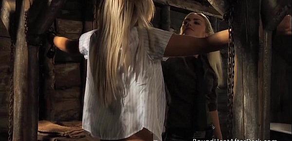 Enslaved Girl In Chains Groped By Lesbian Mistress